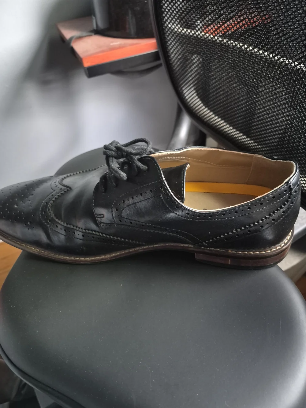 Mix No. 6 Black Leather Brogue Derby Shoes
